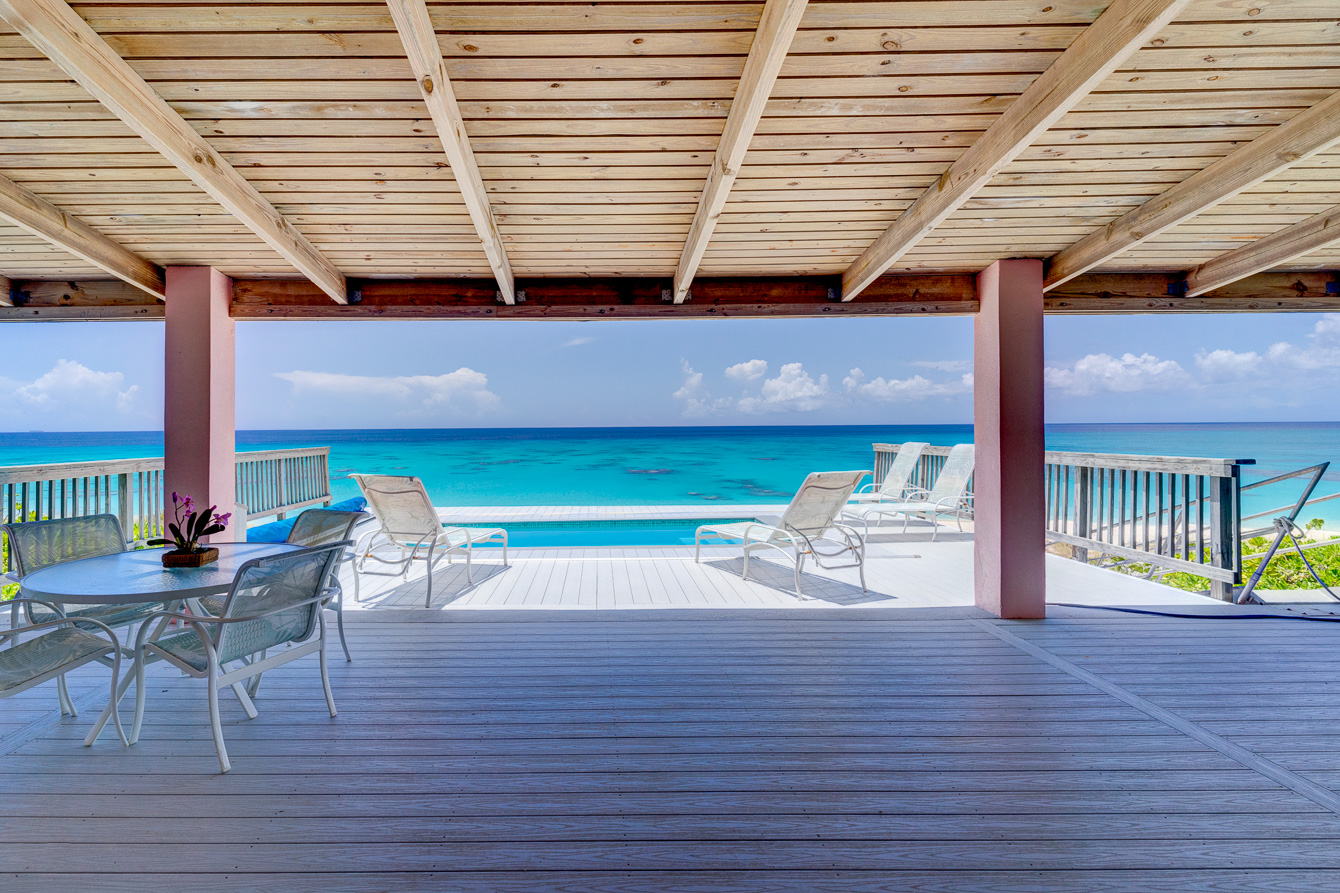 View from the living room at The Family Beach House on San Salvador