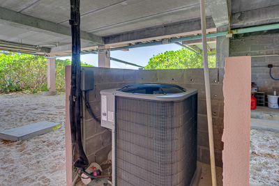The central air unit of The Family Beach House on San Salvador 