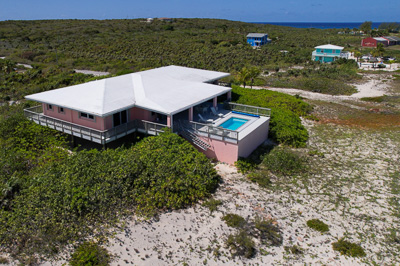 Aerial of The Family Beach House on San Salvador 
