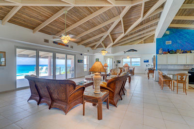 View from the livingroom of The Family Beach House on San Salvador